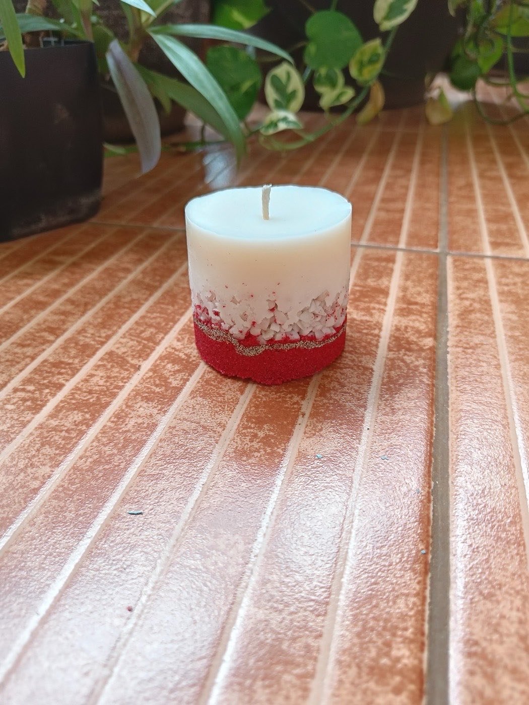 Decorated concrete & stone candle from the Concrete & Stone Candle Masterclass