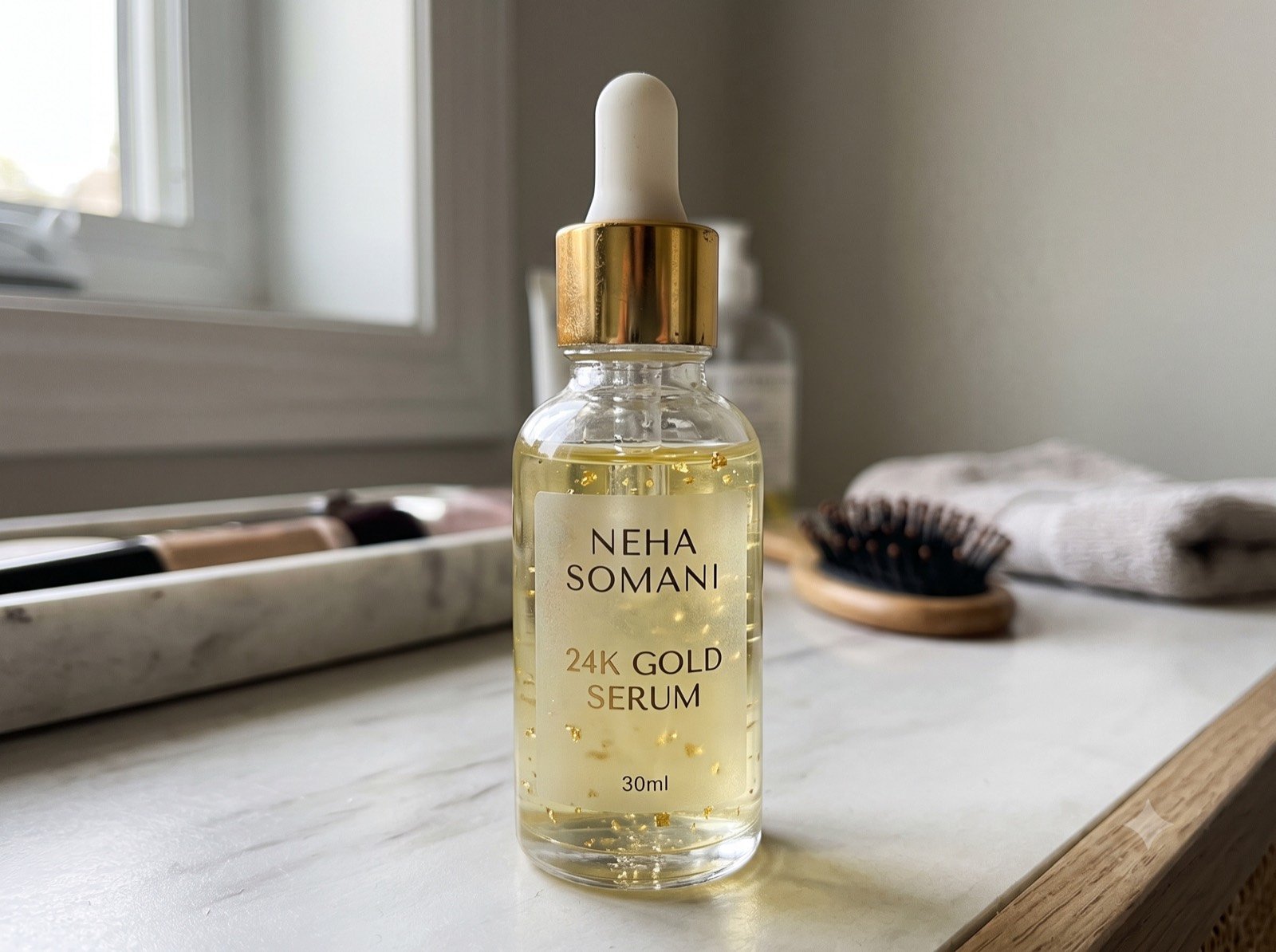 Luxe 24K gold infused facial serum from the 24K Gold Serum Making Workshop